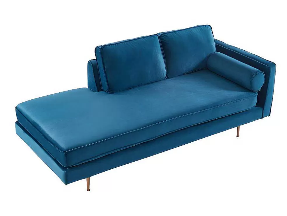 Outlet Chaise Longue Van Stof Kahel - Hoek Links - Eendblauw Chaise Longue