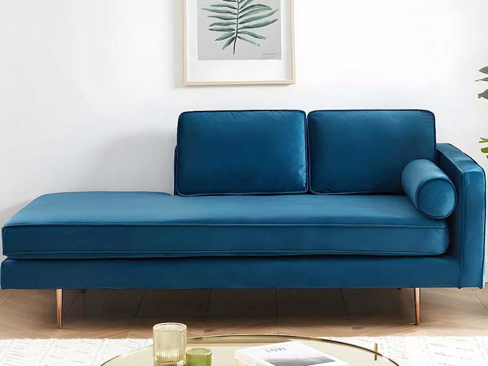 Outlet Chaise Longue Van Stof Kahel - Hoek Links - Eendblauw Chaise Longue