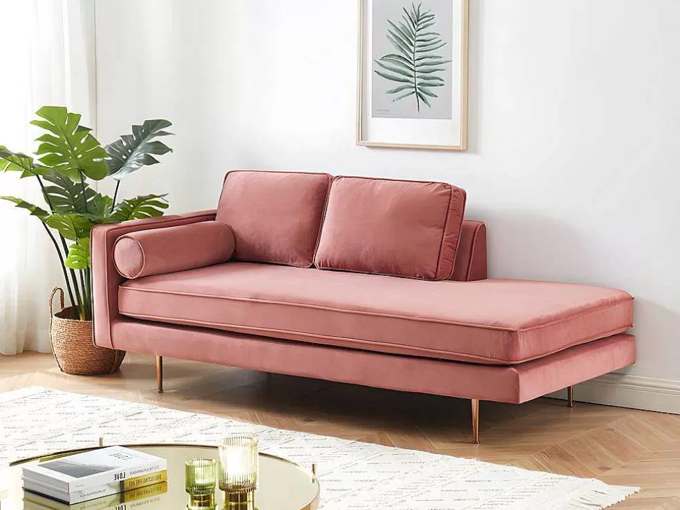 Clearance Chaise Longue Van Stof Kahel- Hoek Rechts - Oud Roze Chaise Longue