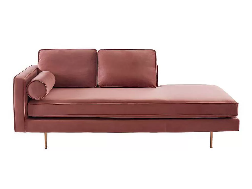 Clearance Chaise Longue Van Stof Kahel- Hoek Rechts - Oud Roze Chaise Longue