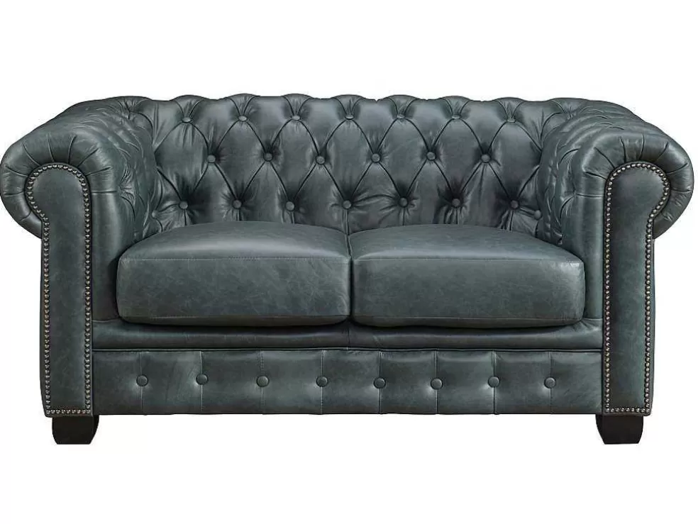 Cheap Chesterfield Zitbank 3 + 2 + 1 Plaatsen Brenton 100% Buffelleer - Spaans Groen Set Zitbank + Fauteuil