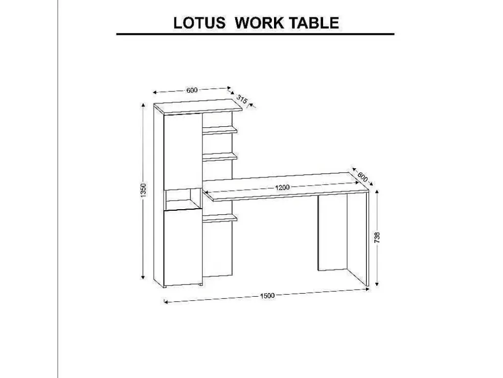 Discount Clio Bureau, Wit, 150X60X135 Cm, Bureaumeubel