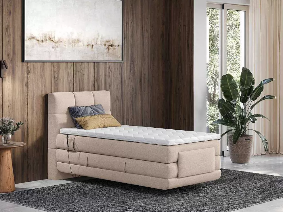 Online Complete Boxspringset Met Gestoffeerd Hoofdbord Elektrisch Verstelbare Relaxbedbodems Met Matras Met Topmatras 100 X 200 Cm Stoffen Bekleding Beige Lodi Van Elektrisch Relaxatiebed