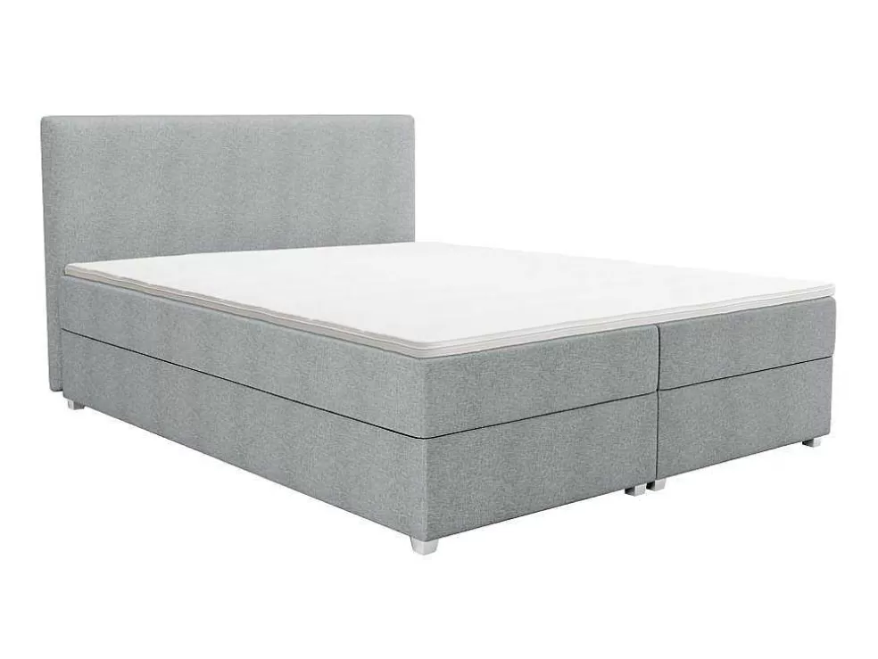 Cheap Complete Set Met Boxspring En Hoofdbord + Bedbodem + Matras + Topmatras - 160 X 200 Cm - Stof - Lichtgrijs - Onan Van Ysmee Boxspringbed