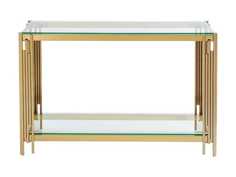 Cheap Consoletafel Van Gehard Glas En Roestvrij Staal - Goudkleurig - Nomelano - Van Sidetable