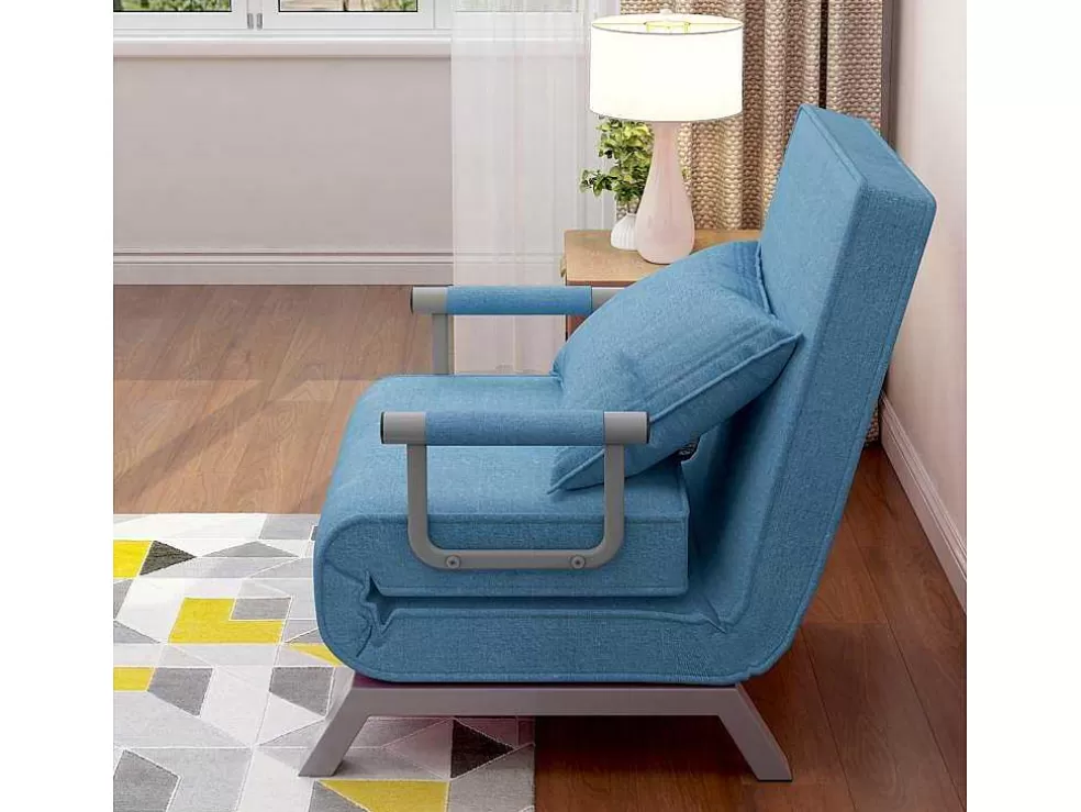 Cheap Converteerbare Stoffen Fauteuil - 6-Voudig Verstelbare Rugleuning - Blauw Uitklapbare Fauteuil