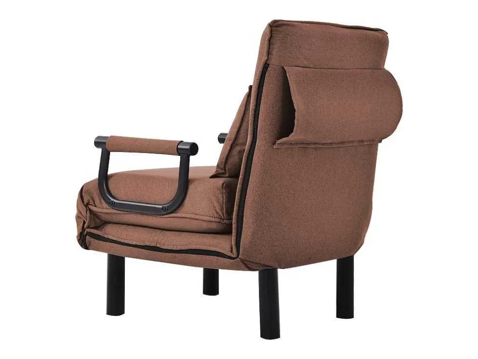 Shop Converteerbare Stoffen Fauteuil - 6-Voudig Verstelbare Rugleuning - Bruin Uitklapbare Fauteuil