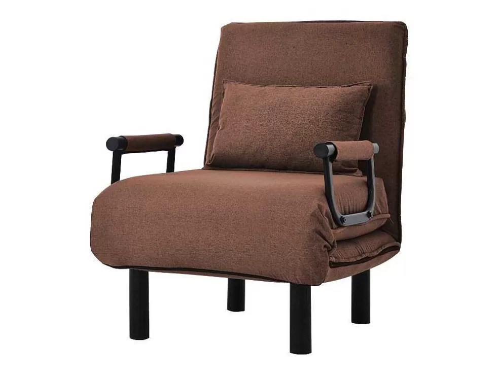 Shop Converteerbare Stoffen Fauteuil - 6-Voudig Verstelbare Rugleuning - Bruin Uitklapbare Fauteuil