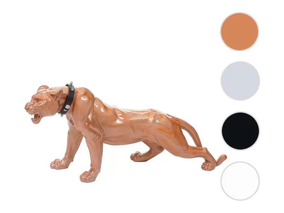 Outlet Decoratief Beeldje Panter Met Halsband, Antiek Hoogglans Met Kraag Standbeeld