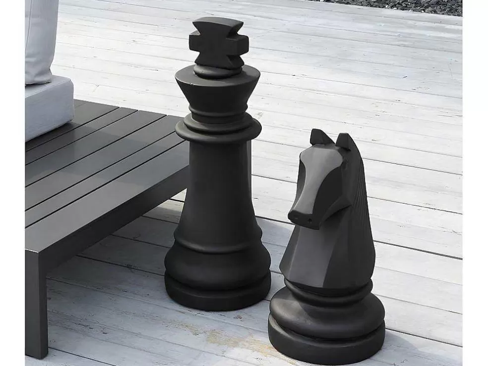 Best Decoratief Standbeeld Schaakspel In Cement Koning - B. 24,5 X H. 68 Cm - Gambit Tuindecoratie