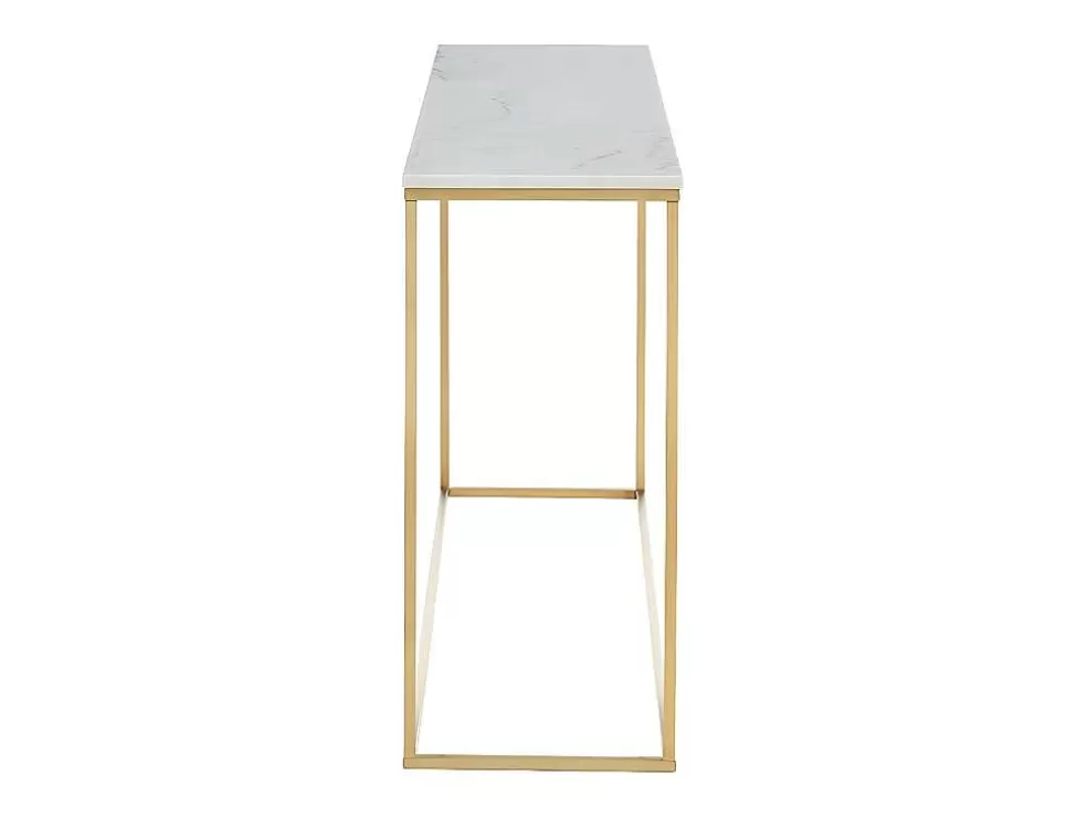 Clearance Design Sidetable Aretha - Marmer En Metaal - Wit En Goudkleurig - Van Sidetable