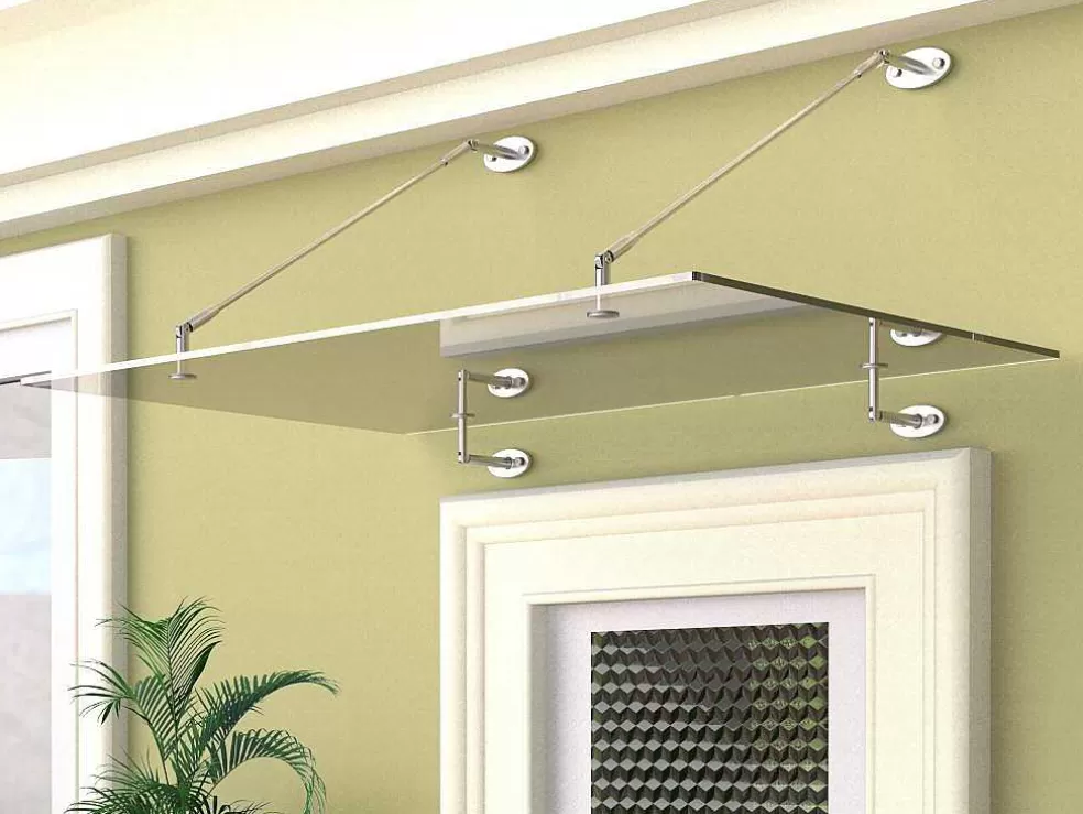 Best Deurluifel Van Roestvrij Staal 150 X 100 Cm Plat En Kantelbaar, Zilver - Rami Luifel En Afdak