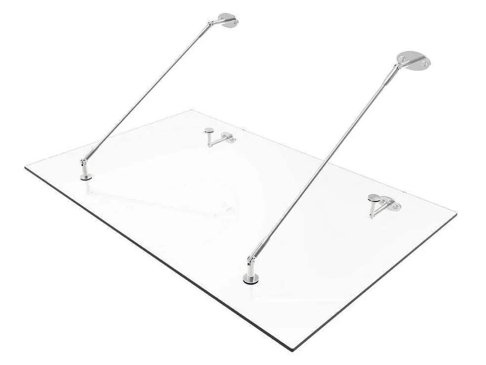 Best Deurluifel Van Roestvrij Staal 150 X 100 Cm Plat En Kantelbaar, Zilver - Rami Luifel En Afdak