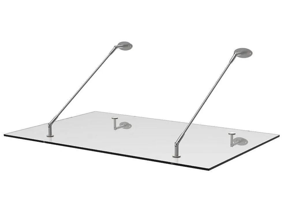 Best Deurluifel Van Roestvrij Staal 150 X 100 Cm Plat En Kantelbaar, Zilver - Rami Luifel En Afdak