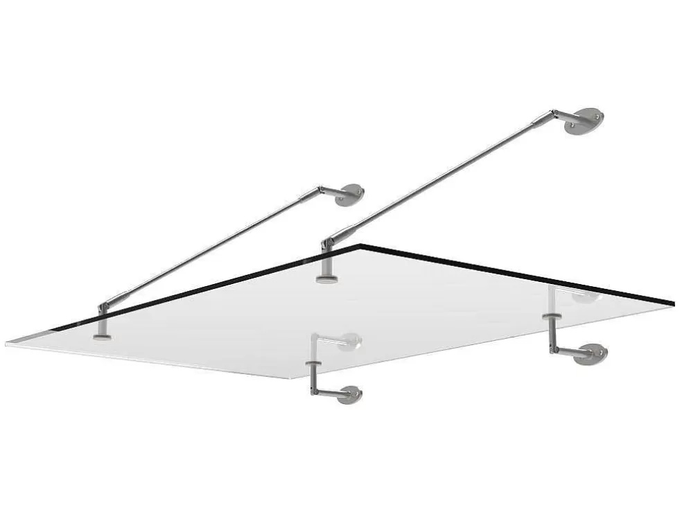 Best Deurluifel Van Roestvrij Staal 150 X 100 Cm Plat En Kantelbaar, Zilver - Rami Luifel En Afdak