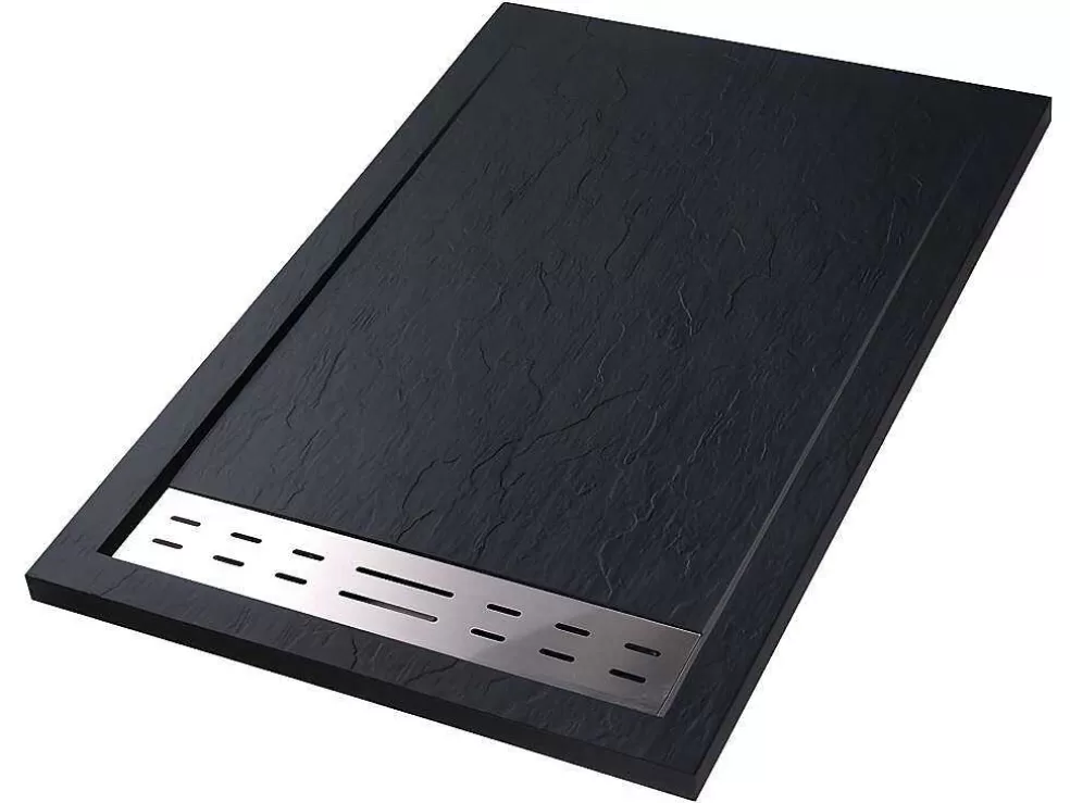Store Douchebak Lyros Inclusief Sifon - 1600 X 800 X 40 Mm - Zwart Douchebak