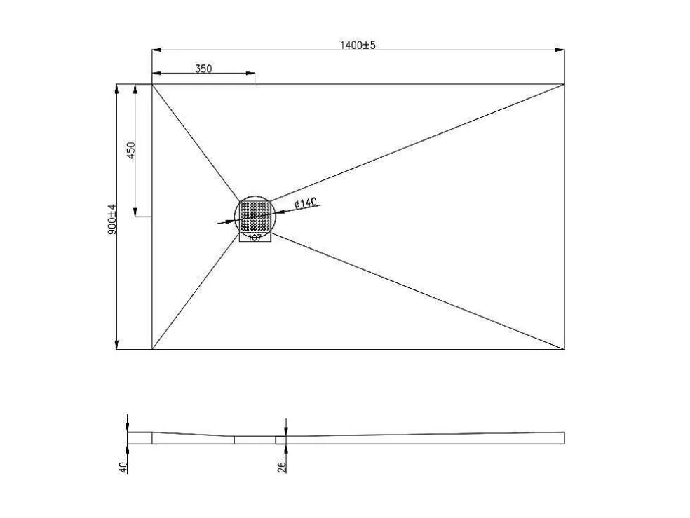 Discount Douchebak Om Te Betegelen Delos 1400X900X40 Mm Douchebak