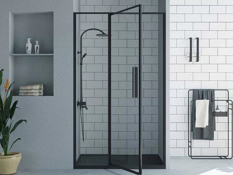 Cheap Douchedeur In Industriele Stijl - Zwart Mat - 120 X 195 Cm - Toroni Douchewand