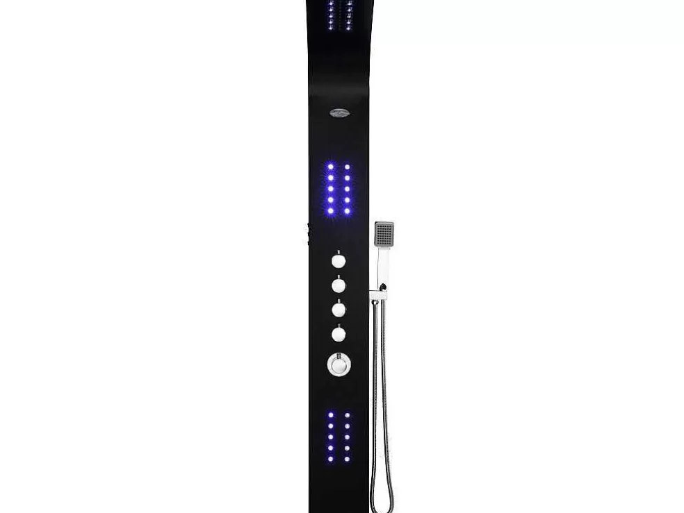 Cheap Douchekolom Felicita Met Thermostaatkraan, Balneotherapie En Led-Verlichting - 20*165Cm - Zwart Douchekolom