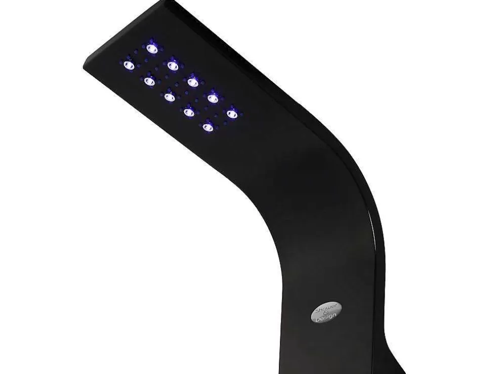 Cheap Douchekolom Felicita Met Thermostaatkraan, Balneotherapie En Led-Verlichting - 20*165Cm - Zwart Douchekolom