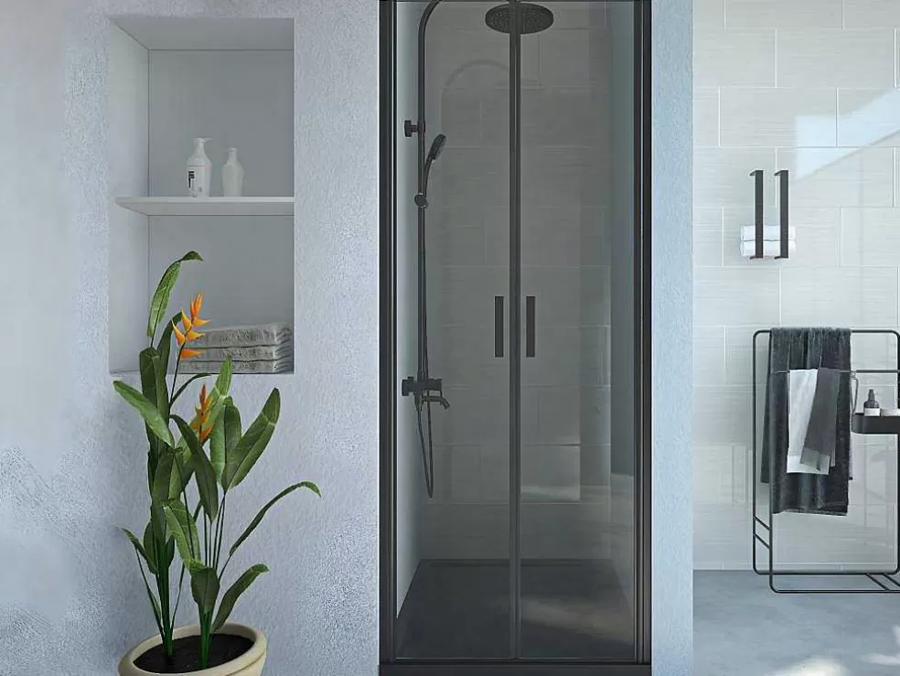 Sale Draaibare Douchedeur - 70 X 195 Cm - Matzwart - Gehard Glas - Sarasota Douchewand