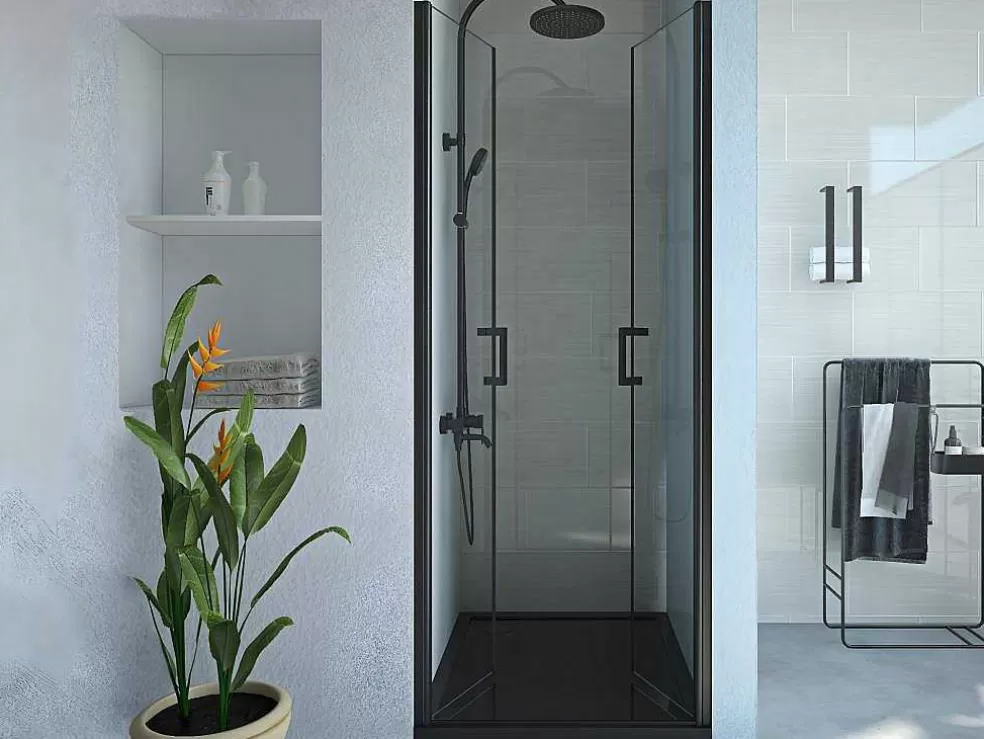 Sale Draaibare Douchedeur - 70 X 195 Cm - Matzwart - Gehard Glas - Sarasota Douchewand
