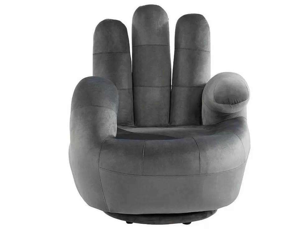 New Draaibare Fauteuil Hand Catchy Van Fluweel - Antraciet Handstoel