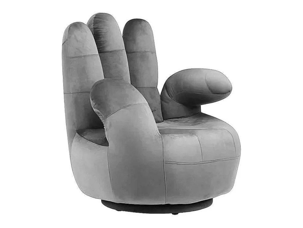 New Draaibare Fauteuil Hand Catchy Van Fluweel - Antraciet Handstoel