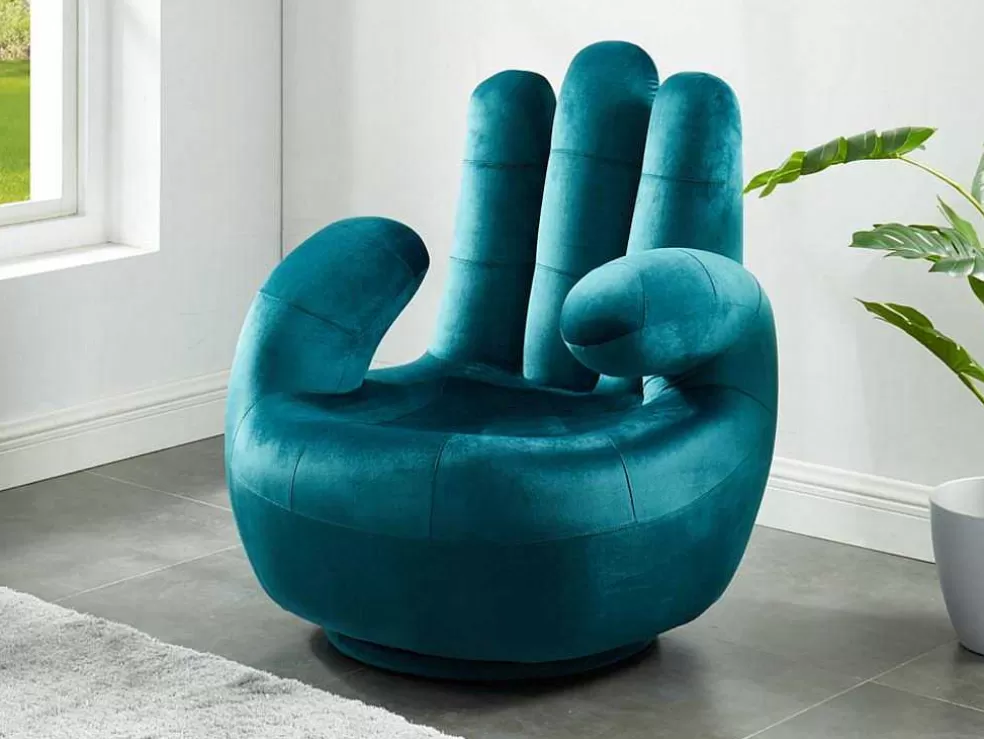 Cheap Draaibare Fauteuil Hand Catchy Van Fluweel - Eendenblauw Handstoel