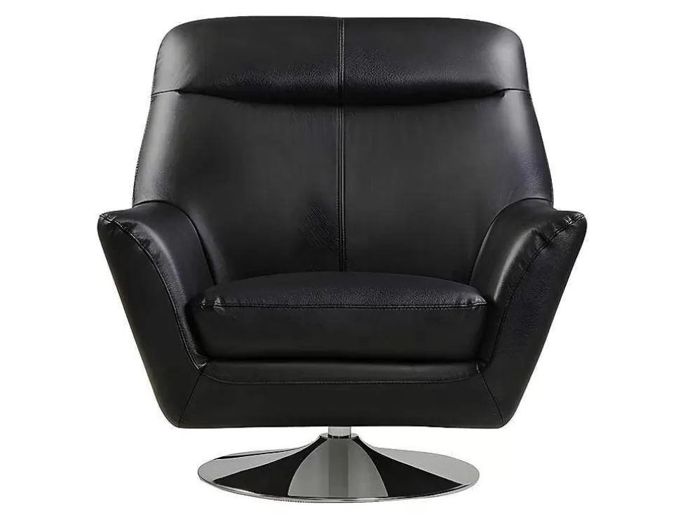 Online Draaifauteuil Ithaque In Buffelleer - Zwart Fauteuil Leer