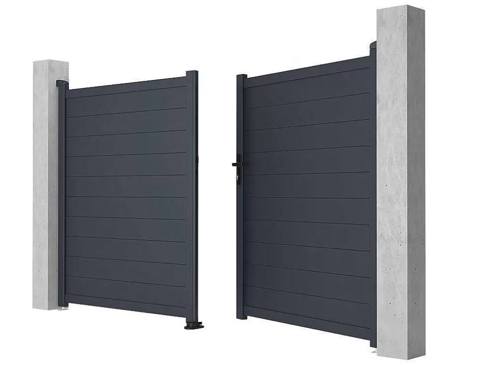 Clearance Draaipoort Van Aluminium Antraciet - L305 X 181 Cm - Nazario Hekjes & Poorten
