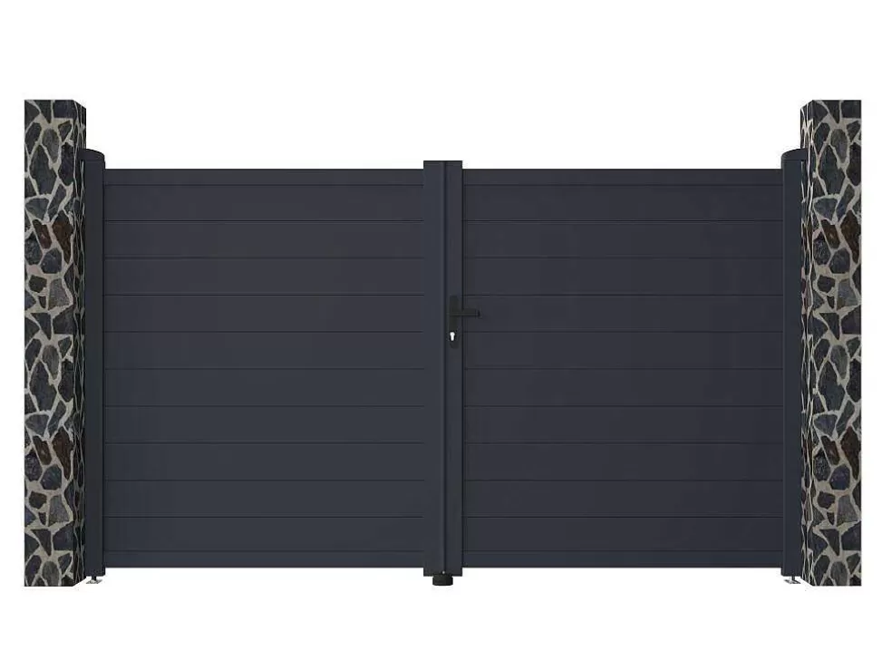 Clearance Draaipoort Van Aluminium Antraciet - L305 X 181 Cm - Nazario Hekjes & Poorten