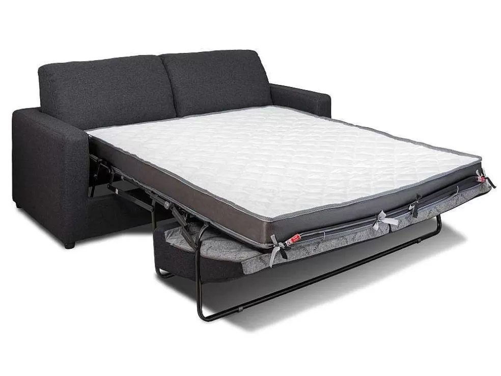 Clearance Driezits Express Slaapbank Van Antraciet Stof - Doneto Slaapbank Met Matras