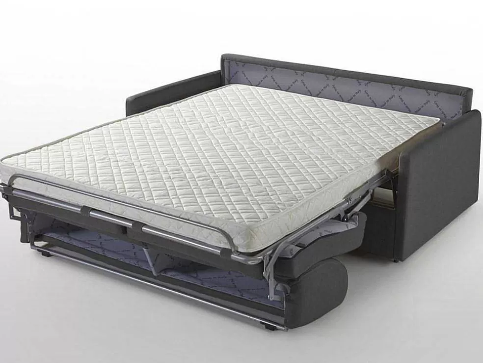 Best Sale Driezits Express-Bedbank Van Stof Calife - Grijs Slaapbank Met Matras