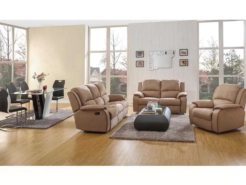 Discount Driezits Relaxbank En Relaxfauteui Van Microvezel Hernani - Grijs Set Zitbank + Fauteuil