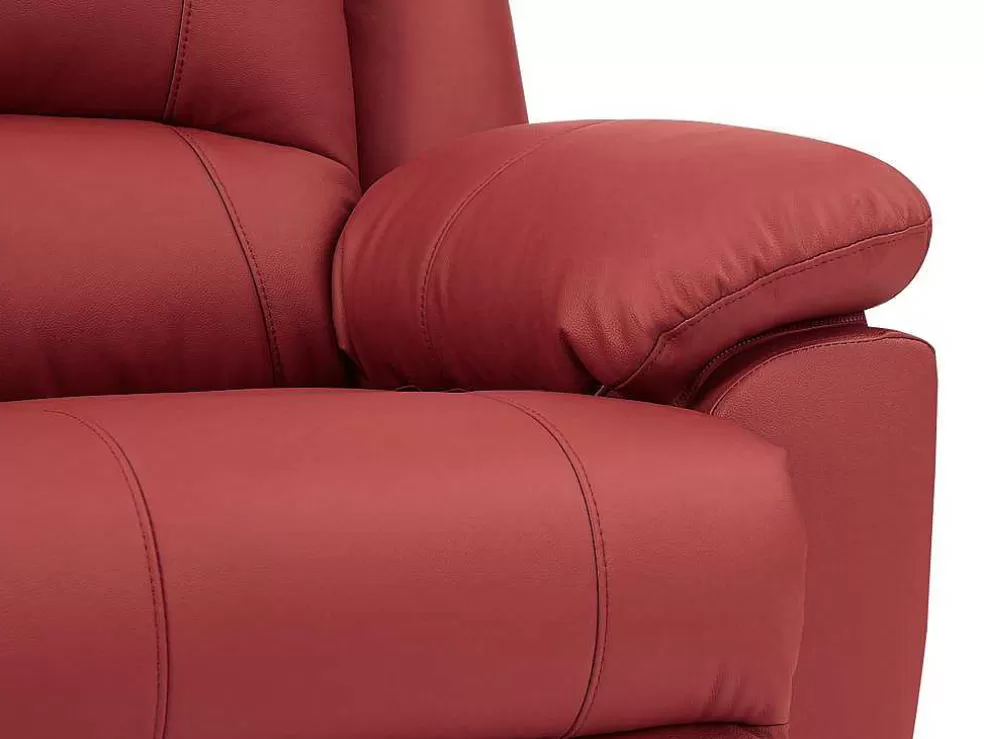 Best Driezits Relaxbank En Relaxfauteuil Van Leer Aroma - Rood Set Zitbank + Fauteuil