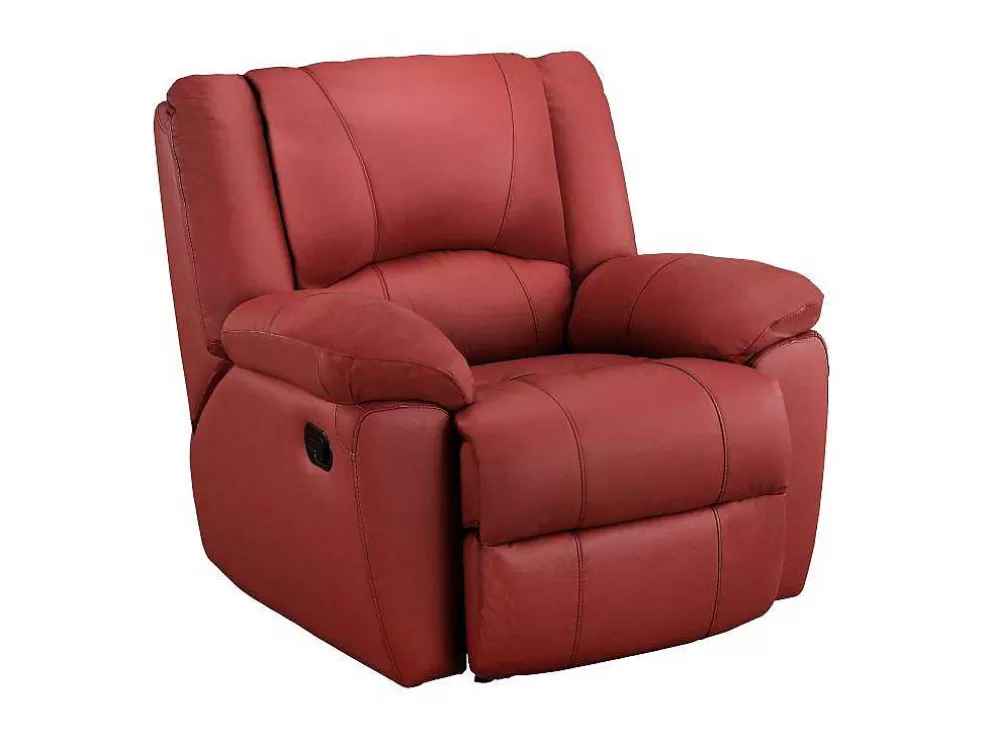 Best Driezits Relaxbank En Relaxfauteuil Van Leer Aroma - Rood Set Zitbank + Fauteuil