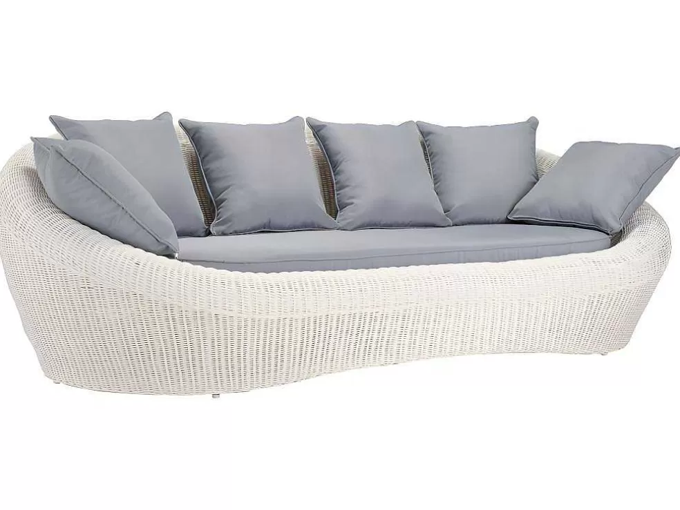 Best Sale Driezits Tuinbank Van Ecru Gevlochten Hars - Whiteheaven Loungeset