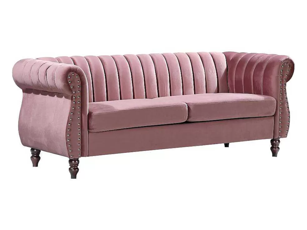 New Driezitsbank Chesterfield In Oudroze Fluweel Trumbo Chesterfield Zitbank