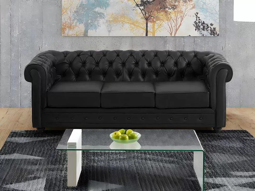 Flash Sale Driezitsbank Chesterfield Van Kunstleer - Wit Kunstleren Zitbank