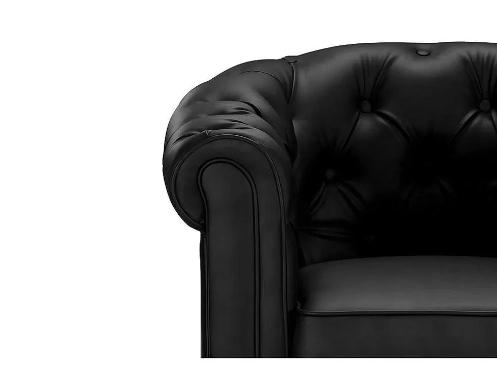 Best Driezitsbank En 2 Fauteuils Chesterfield Van Kunstleer - Wit Set Zitbank + Fauteuil