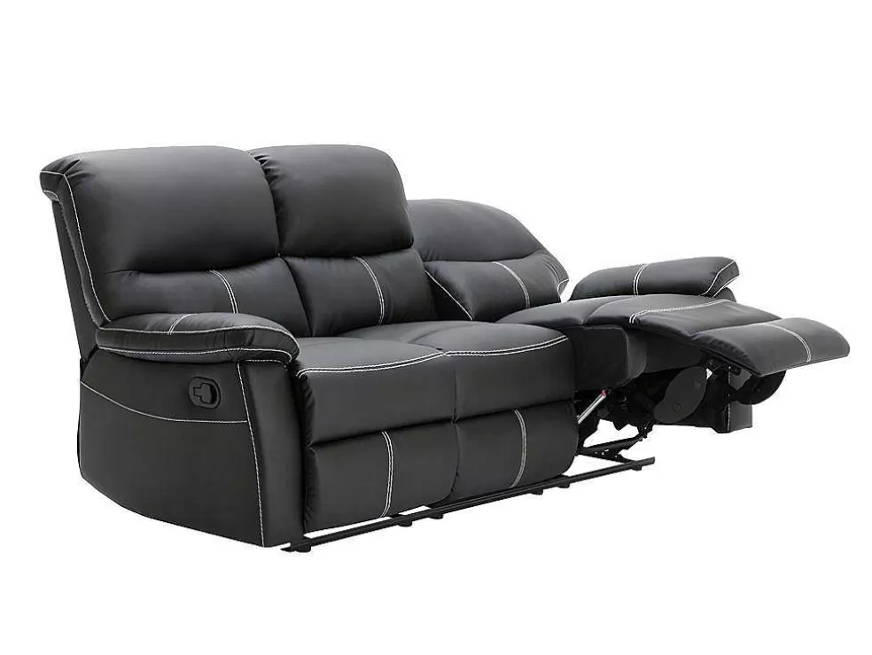 Clearance Driezitsbank En Relaxfauteuil Canby - Kunstleer - Zwart Set Zitbank + Fauteuil