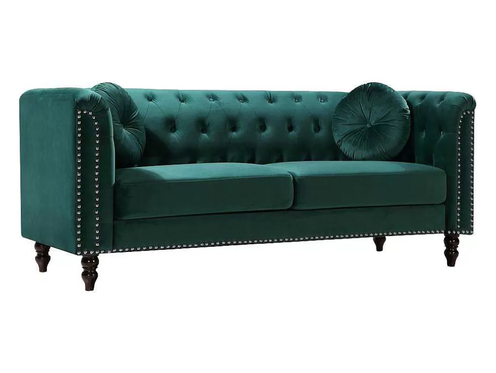 Shop Driezitsbank In Smaragdgroene Fluweel Turner Chesterfield Zitbank