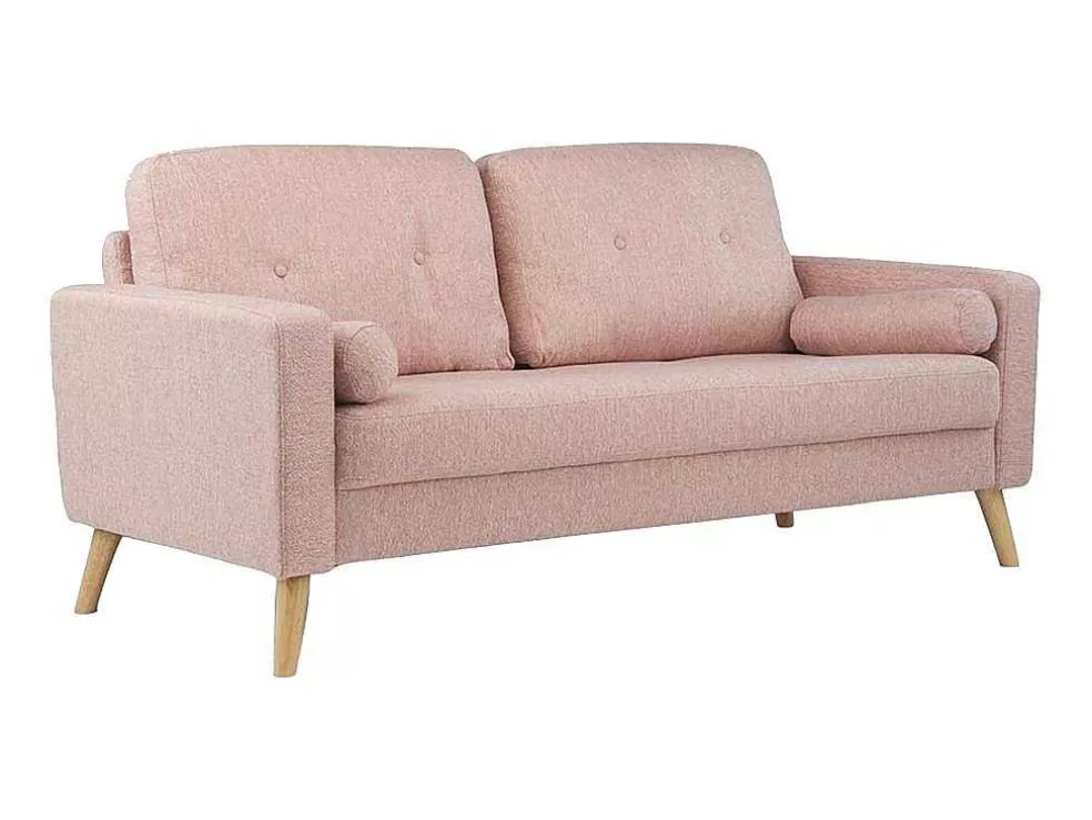 Sale Driezitsbank Van Stof Met Woleffect Tatum - Roze Scandinavisch