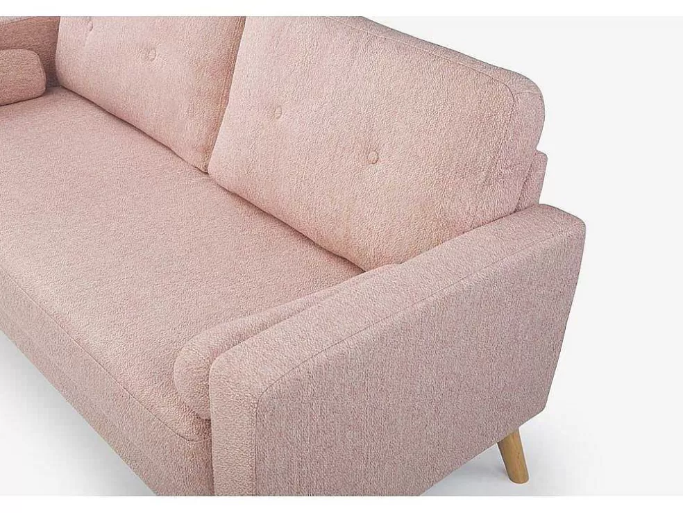 Sale Driezitsbank Van Stof Met Woleffect Tatum - Roze Scandinavisch