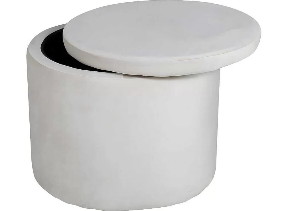 Store Dunken Poef, Hocker Met Opbergruimte O51Cm Velours Beige. Poef