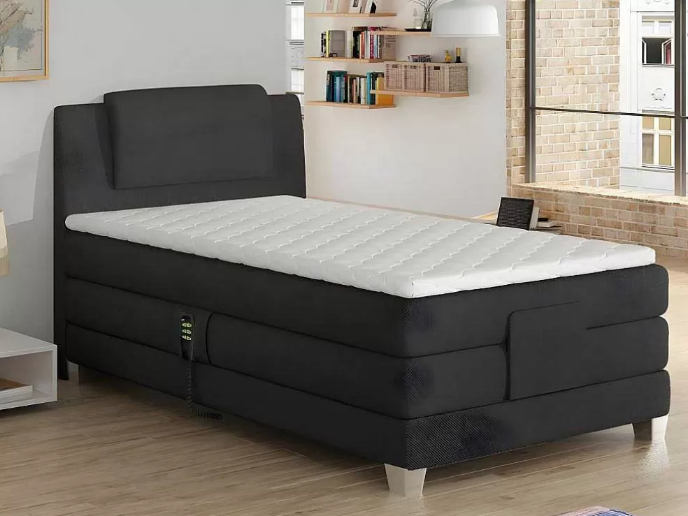 New Eenpersoons Boxspring Met Elektrische Bedbodem + Matras En Dekmatras Castel - 100X200Cm - Antraciet Elektrisch Relaxatiebed