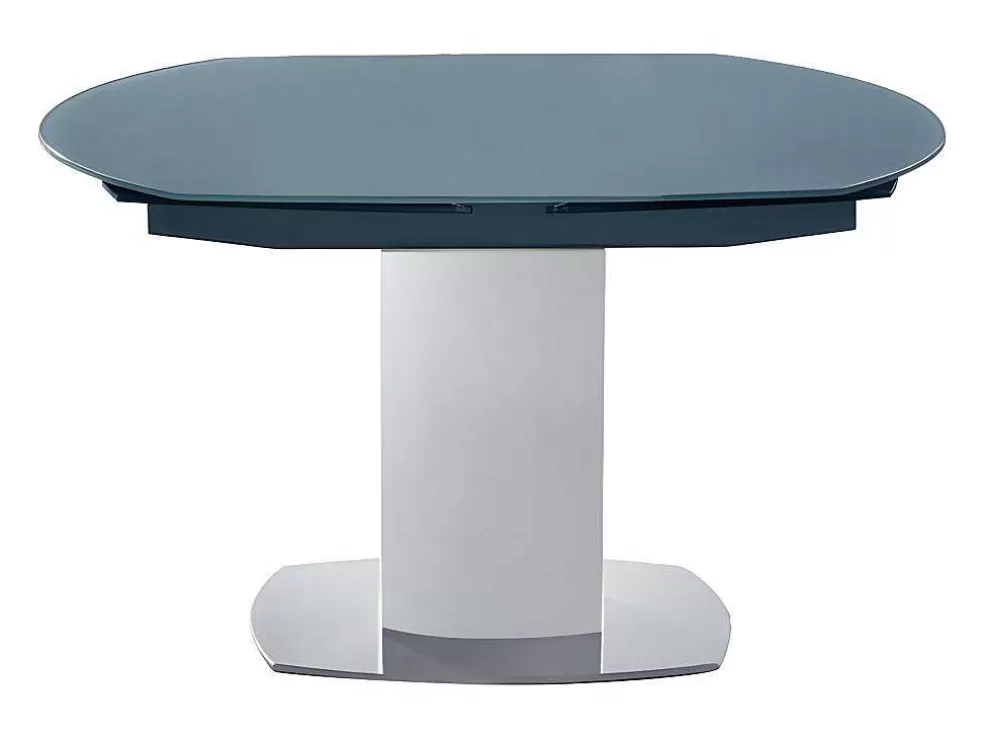 Shop Eettafel Talicia Uitschuifbaar Van Gehard Glas En Metaal - 6 Tot 8 Personen - Grijs Eettafel