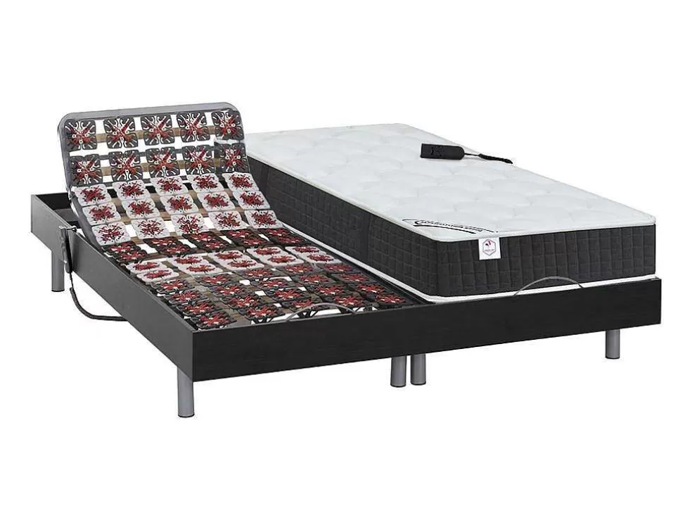 Sale Elektrisch Relaxbed Met Pocketveren En Vormgeheugenmatras Phanes Van - Okin Motoren - Zwart 2 X 80 X 200 Cm Elektrisch Relaxatiebed
