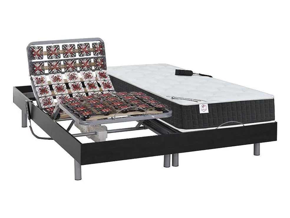 Sale Elektrisch Relaxbed Met Pocketveren En Vormgeheugenmatras Phanes Van - Okin Motoren - Zwart 2 X 80 X 200 Cm Elektrisch Relaxatiebed